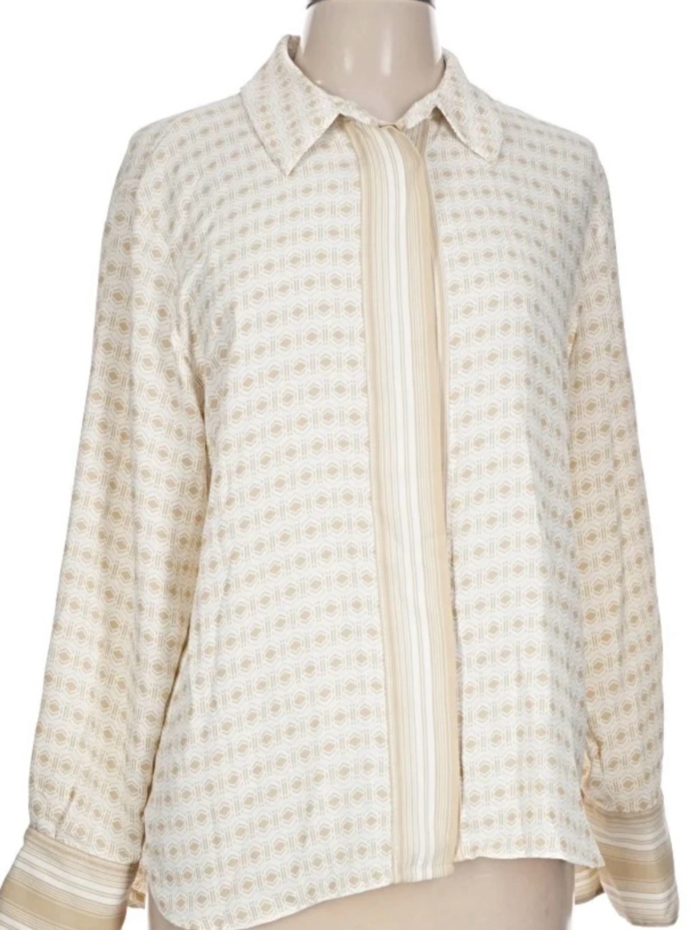 Vince Camuto Cream Patterned Button-Down Shirt